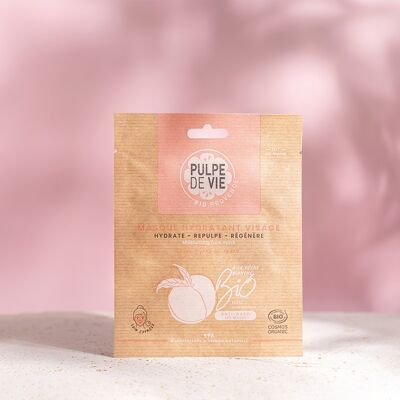 Moisturizing Face Mask in ORGANIC fabrics, with peach 15 ml, 100% recyclable, organic anti-waste cosmetics, unit format, Upcycling, SEX ON THE PEACH, natural formula