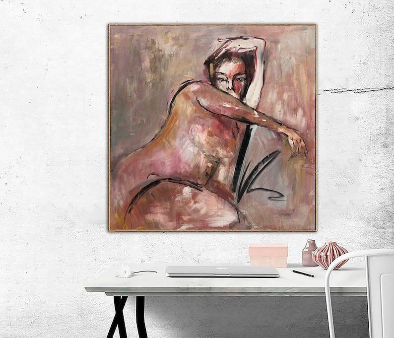 Abstract Figurative Oil Painting: Feminine Silhouette Canvas Art