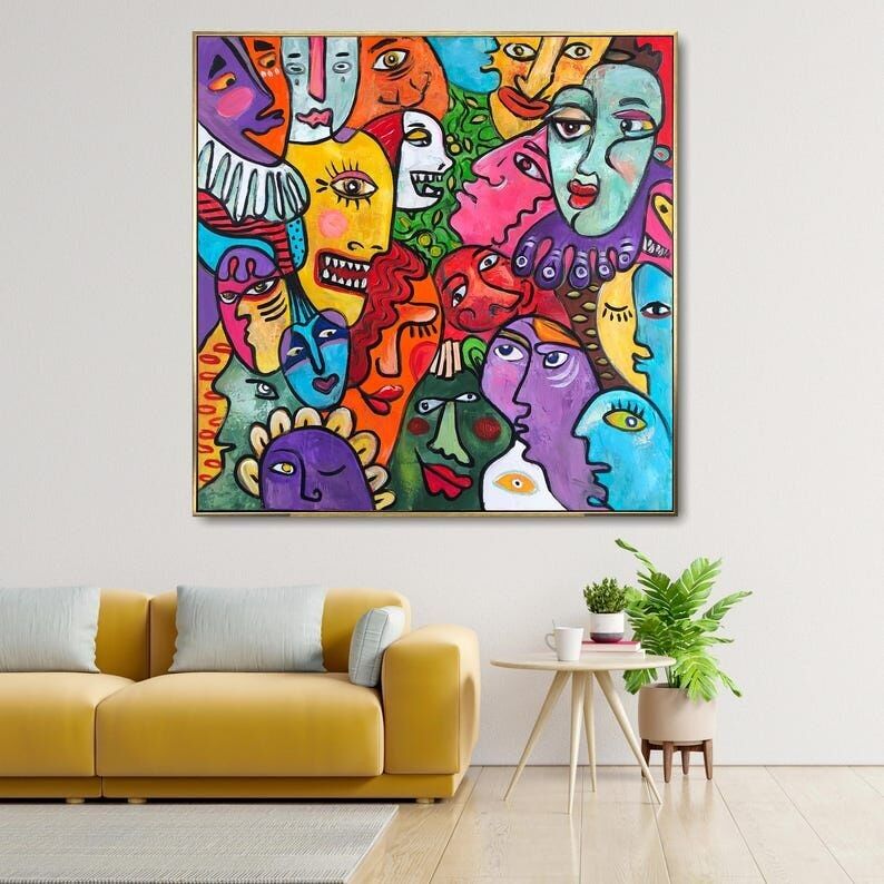 Art abstrait coloré – Toile murale expressionniste audacieuse