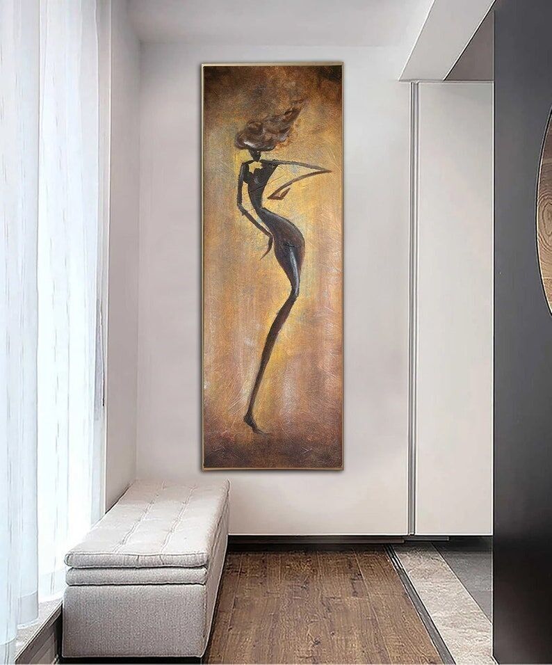 Large Abstract Silhouette Painting: Modern Figurative Canvas Art