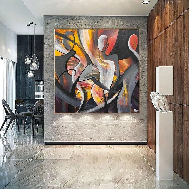 Pinturas figurativas abstractas sobre lienzo, siluetas originales de mujeres para decoración del hogar.