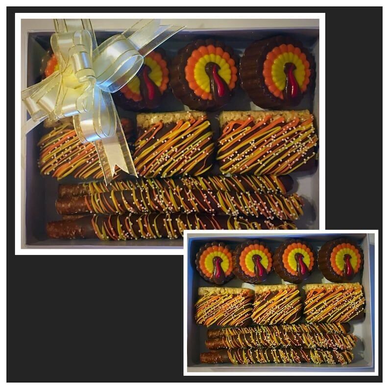 Thanksgiving Turkey Gourmet chocolate covered Oreo, rice krispie, and pretzel gift box