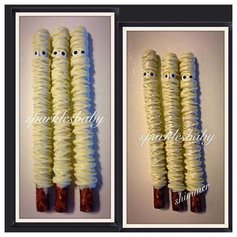 Bretzels enrobés de chocolat en forme de momie d'Halloween, lot de 24