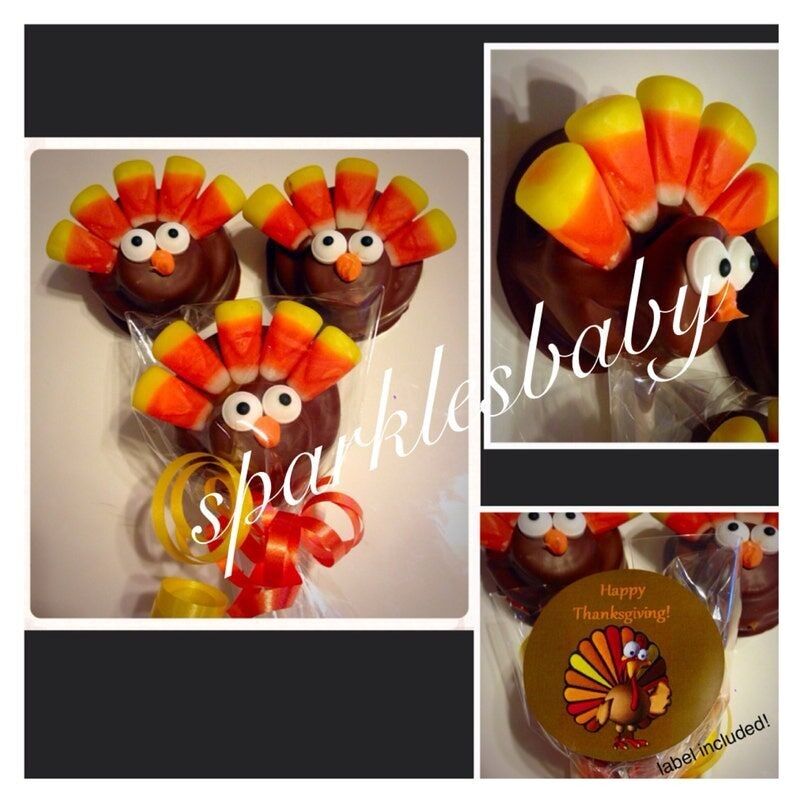 Thanksgiving Turkey Oreo Pops - Set of 12 Chocolate Turkey lollipops