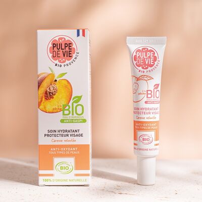 Nourishing face cream for all dry and very dry skin, peach-based 40 ml, organic anti-waste cosmetics, new formula with prebiotic, Upcycling, VELVET CARESS, natural formula