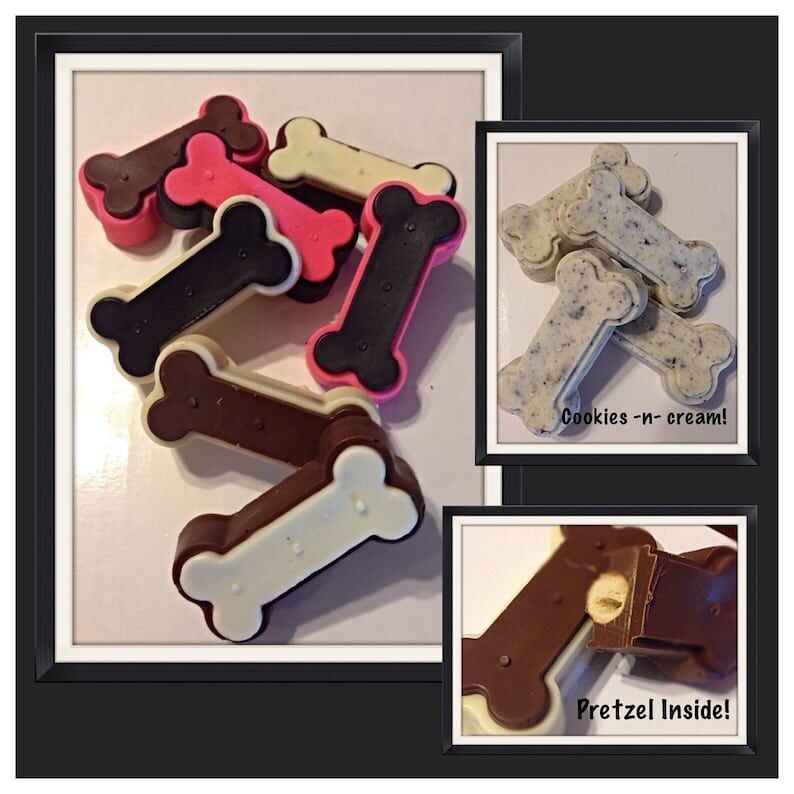 Dog Bone chocolate favors- bone shaped gourmet chocolates Set of 12