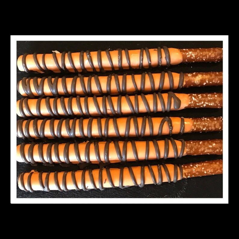 Tiger Stripe Chocolate Covered Pretzels - Party Favors (Set of 24)