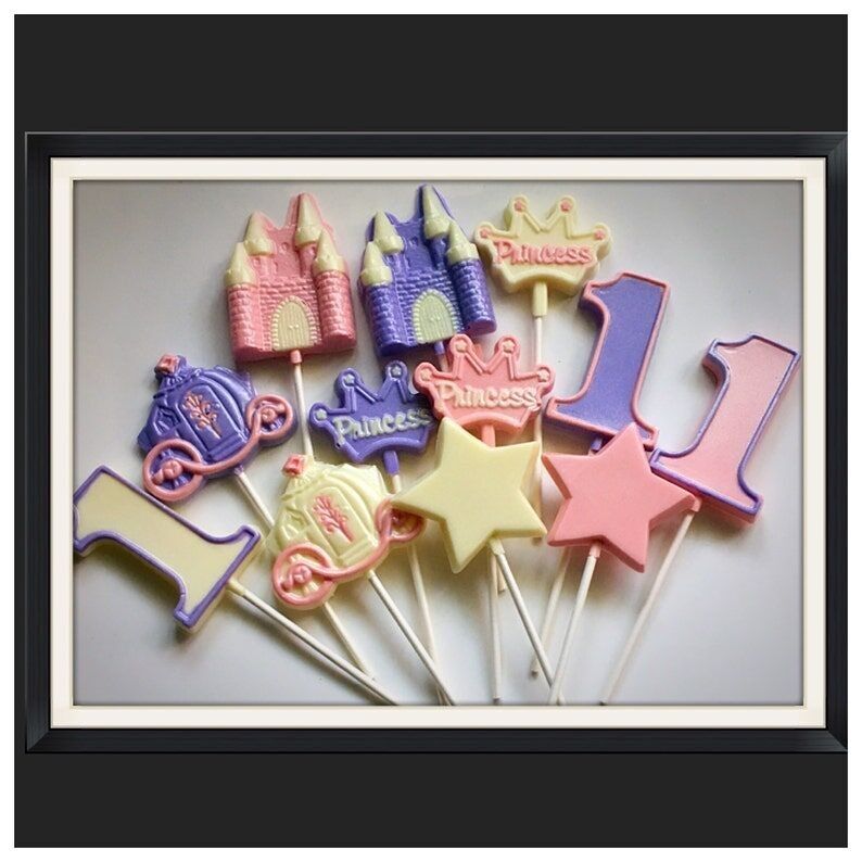 Sucettes au chocolat pour une fête de princesses, lot de 15, cadeau idéal pour l'anniversaire d'une petite fille.