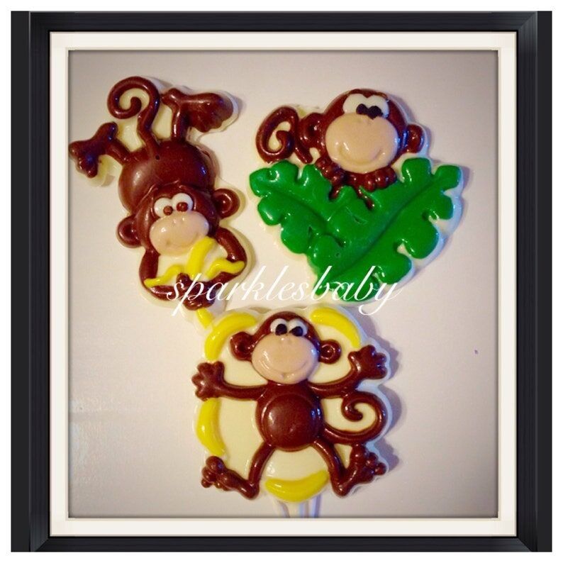 Große Schokoladenlutscher in Affenform – Dschungel-Partygeschenke – 12er-Set