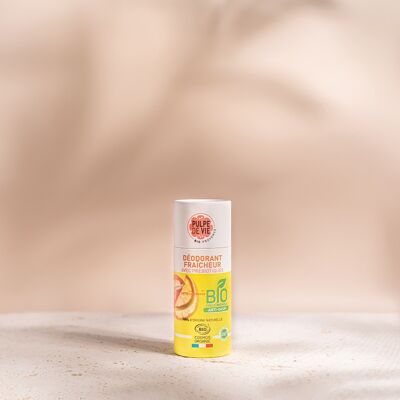 Desodorante frescor con pomelo y prebióticos 55 gr, cosmética orgánica anti-residuos, formato sólido, Upcycling, WONDER BRAS, fórmula natural