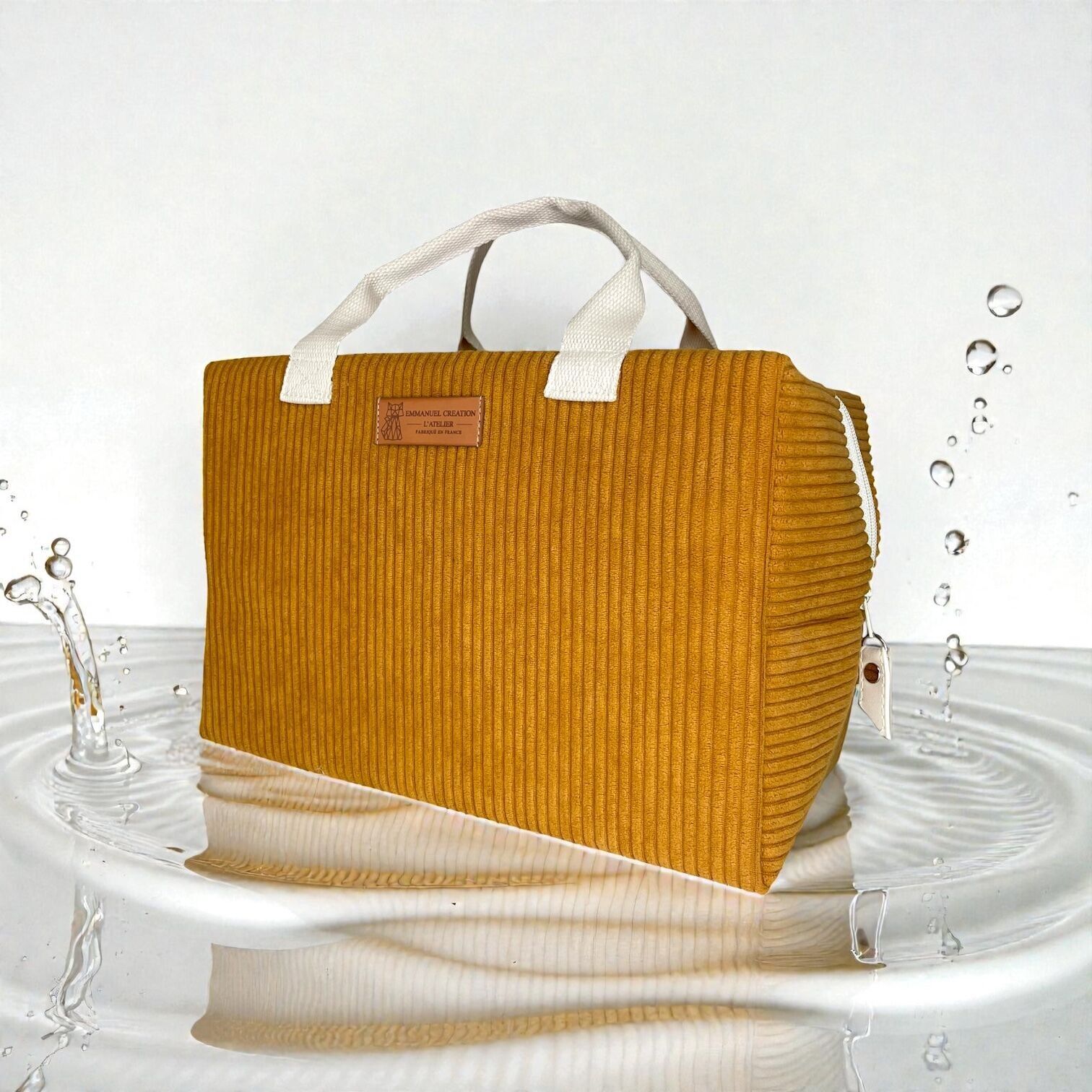 Sac isotherme Ice cube M, "Velours côtelé" camel