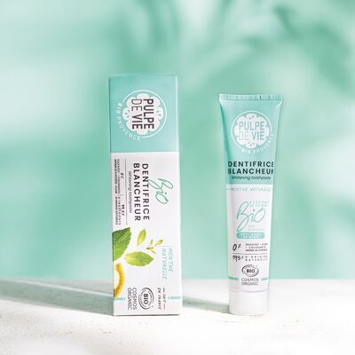Whiteness toothpaste, mint flavor 75 ml, organic anti-waste cosmetics, tube format, Upcycling, MINTER IS COMING, natural formula