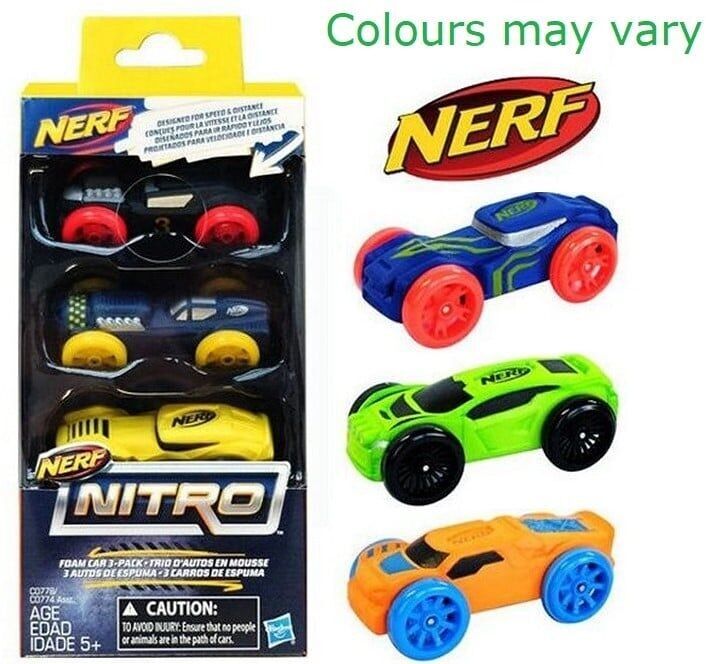 Voitures Nerf Nitro in mousse, lotto di 3, 9 x 18 cm