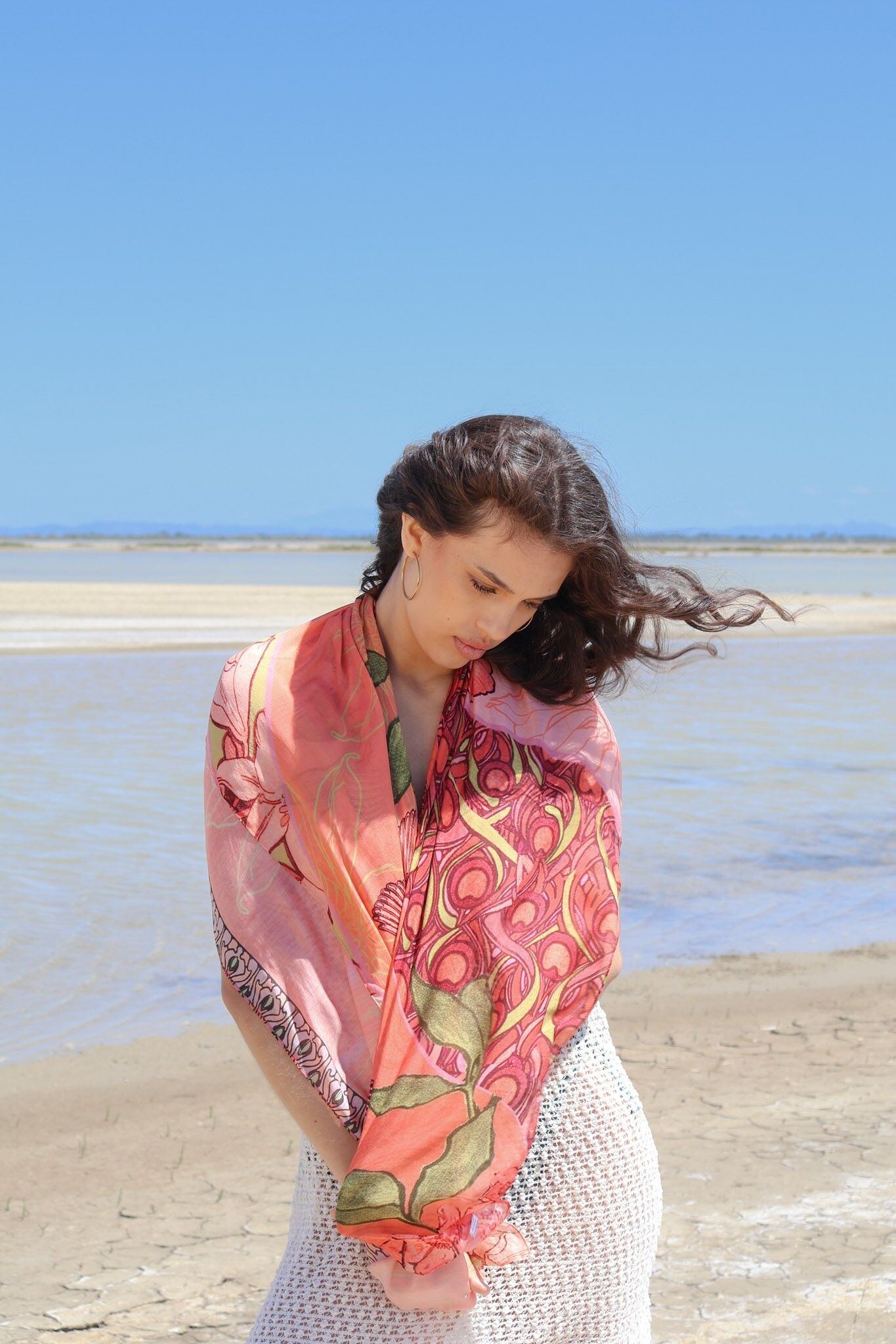 Cuadro grande estampado modal 130x130cm EVEIL CORAIL