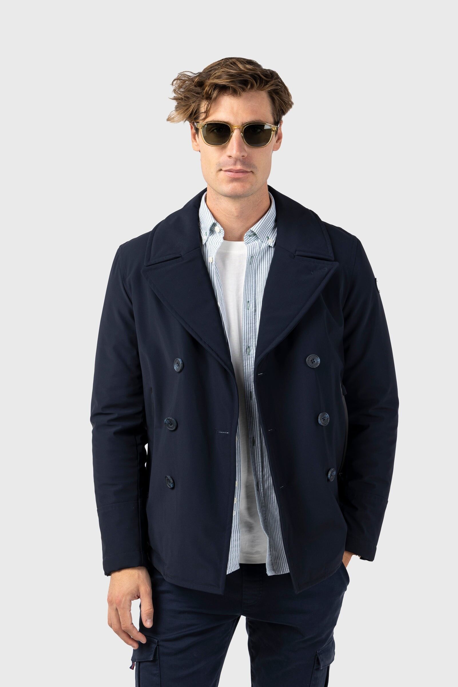 Parka croisée imperméable marine