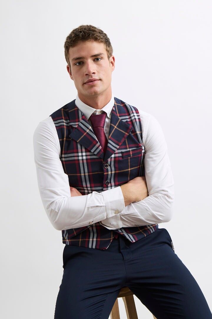 Gilet à carreaux de la marine