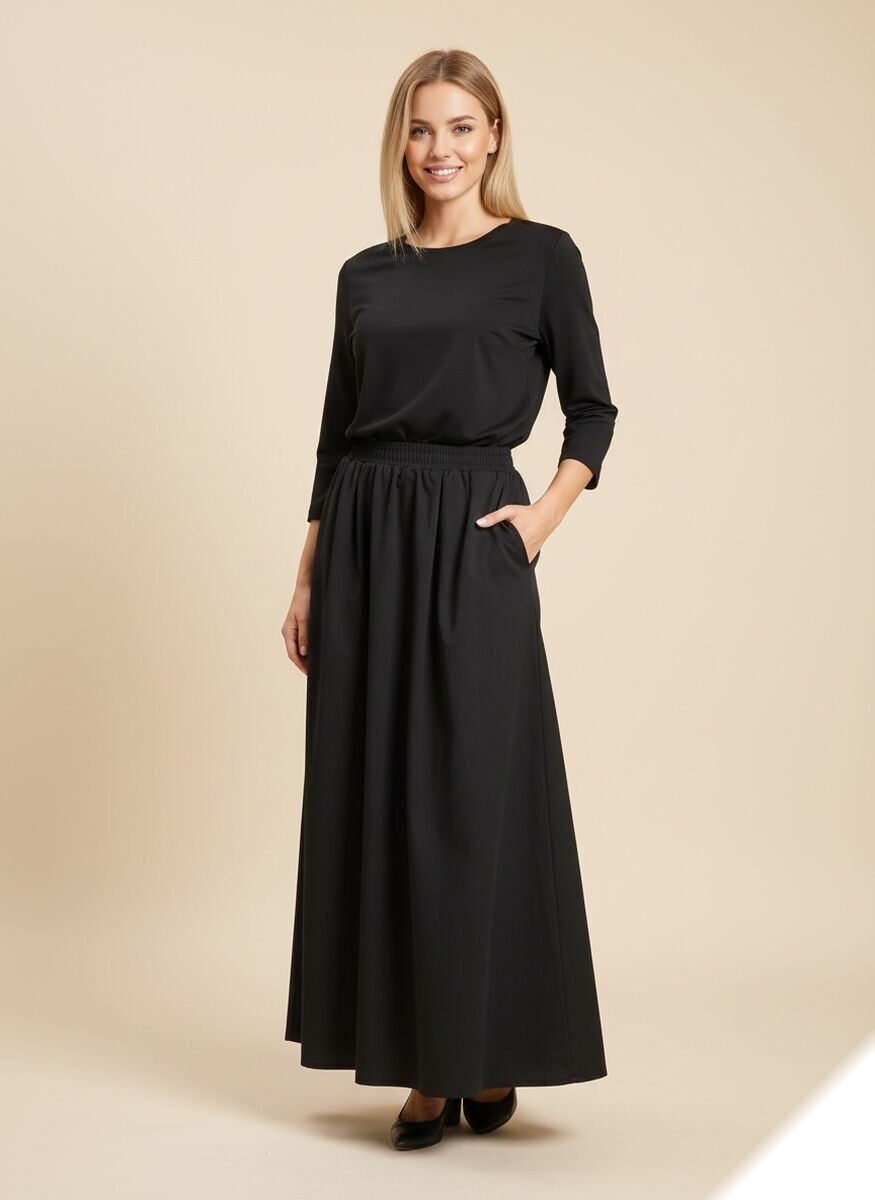 Schlichter Baumwollrock mit Taschen - 2609 - Lusa Mode