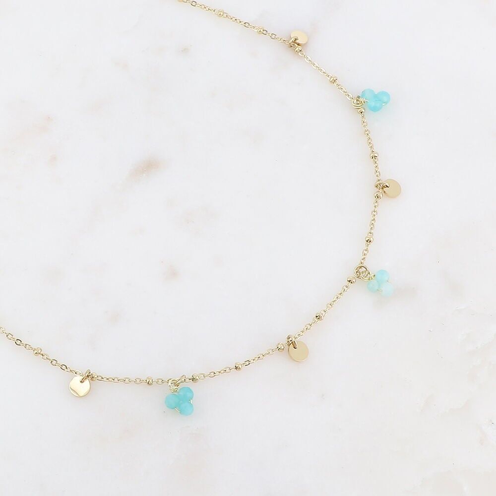 Necklace with natural stone beads and tassels