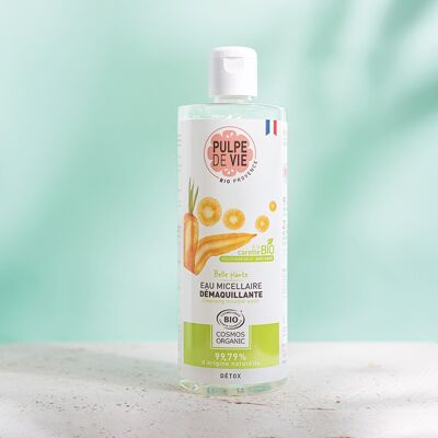 Eau micellaire détoxifiante Visage pour tous types de peaux, à base de carotte 400 ml, cosmétique antigaspi bio, Upcycling, BELLE PLANTE, formule naturelle