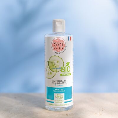 Face soothing micellar water for sensitive skin, based on Cucumber 400 ml, organic anti-waste cosmetics, Upcycling, Ô MA DOUCE, natural formula