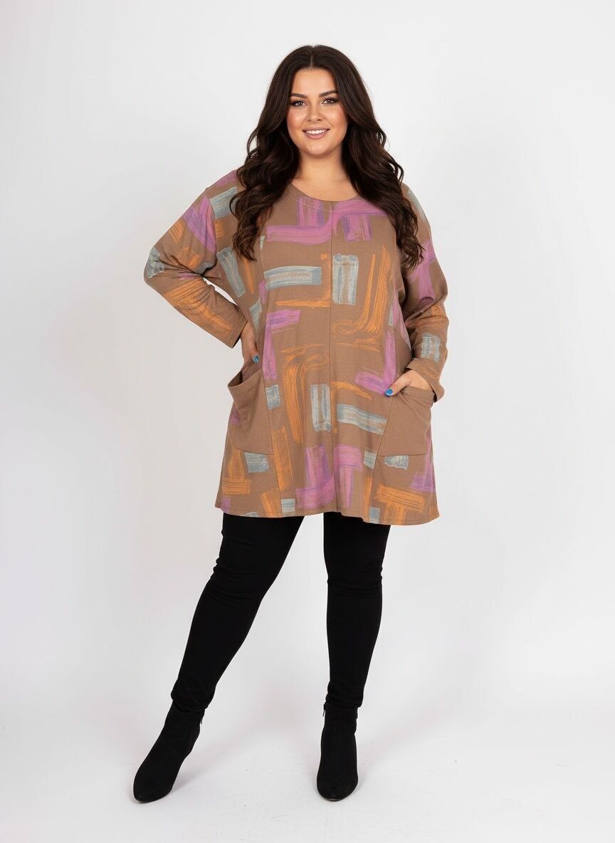 Tunika mit Kamelmuster in Übergröße (T90673)