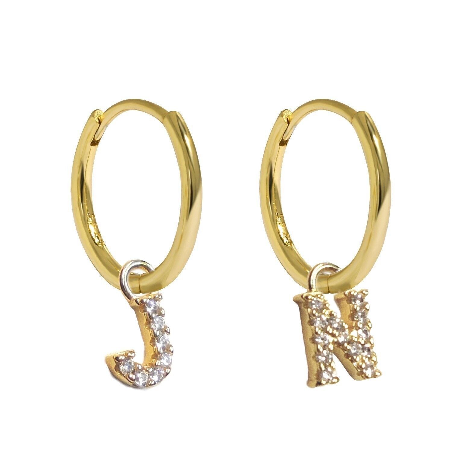 MEDIUM HOOPS with LETTER CHARMS