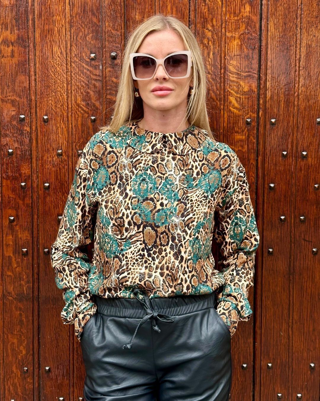 Blouse à motif animal et émeraude - Viscose - LOUI.