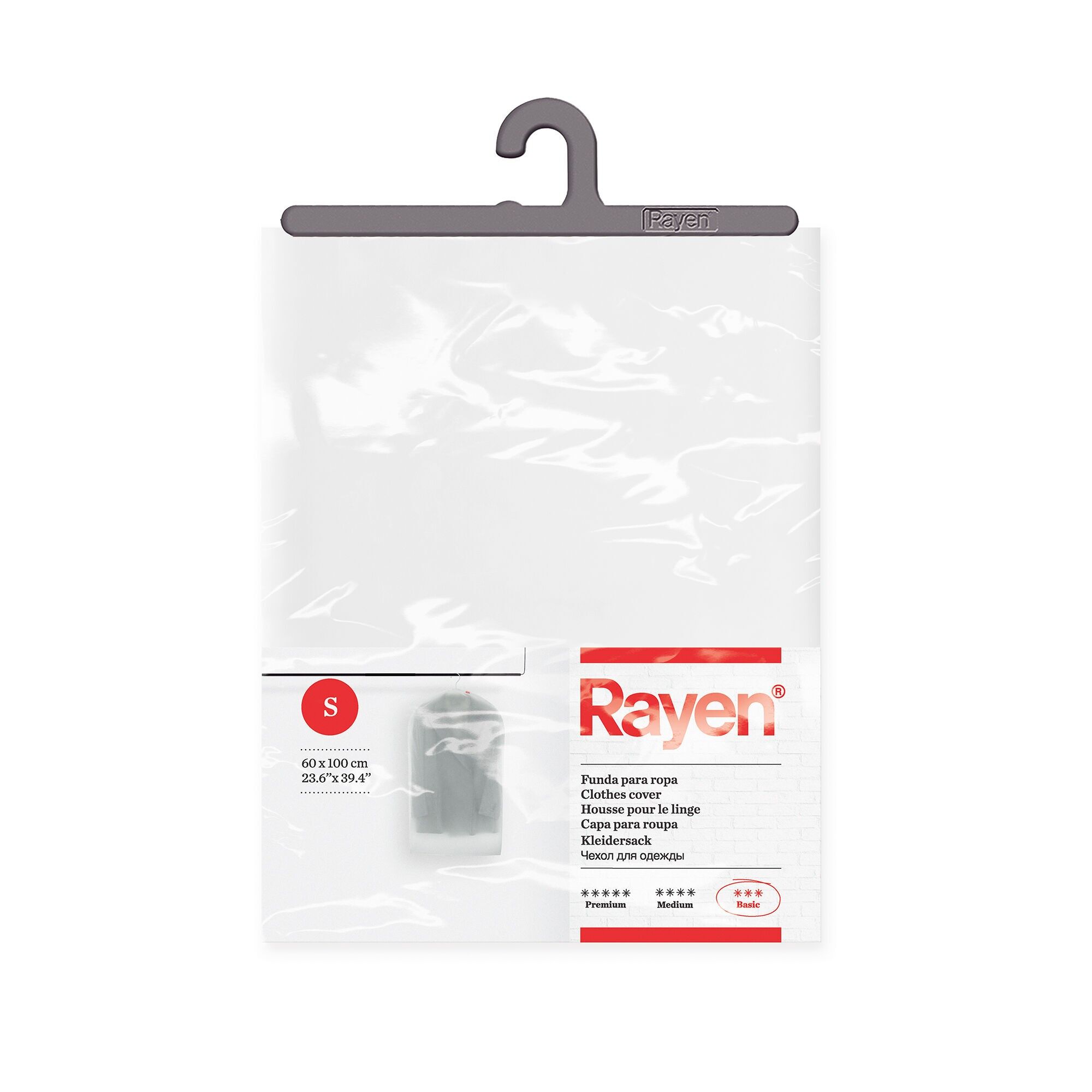 Rayen - Housse de vêtements pour armoire. Housse de costume suspendue. Housse de robe résistante à la poussière, à l'humidité et aux mites. 60 x 100 cm.translucide