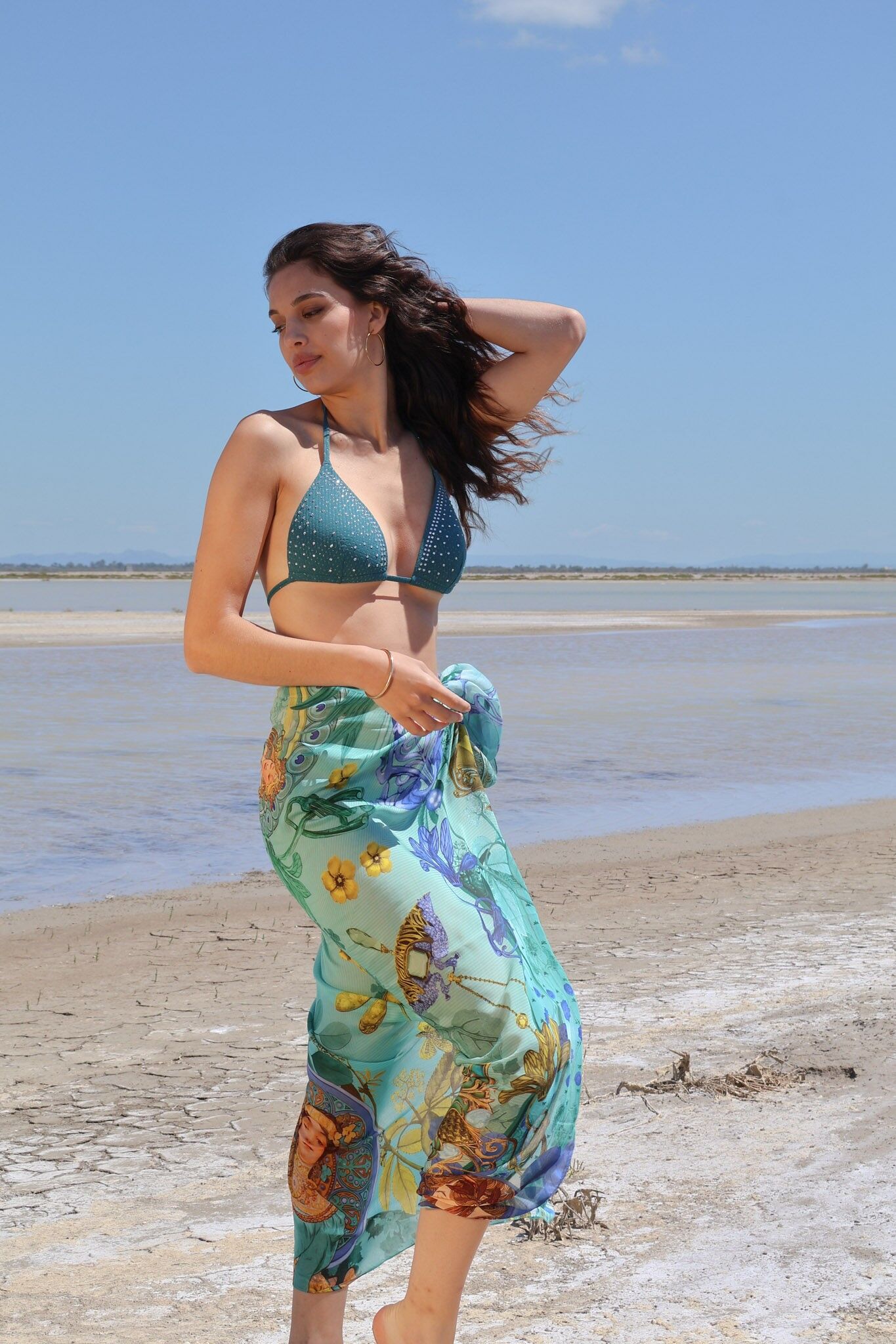 Impresión modal cuadrada grande 130x130cm GUIMARD TURQUESA