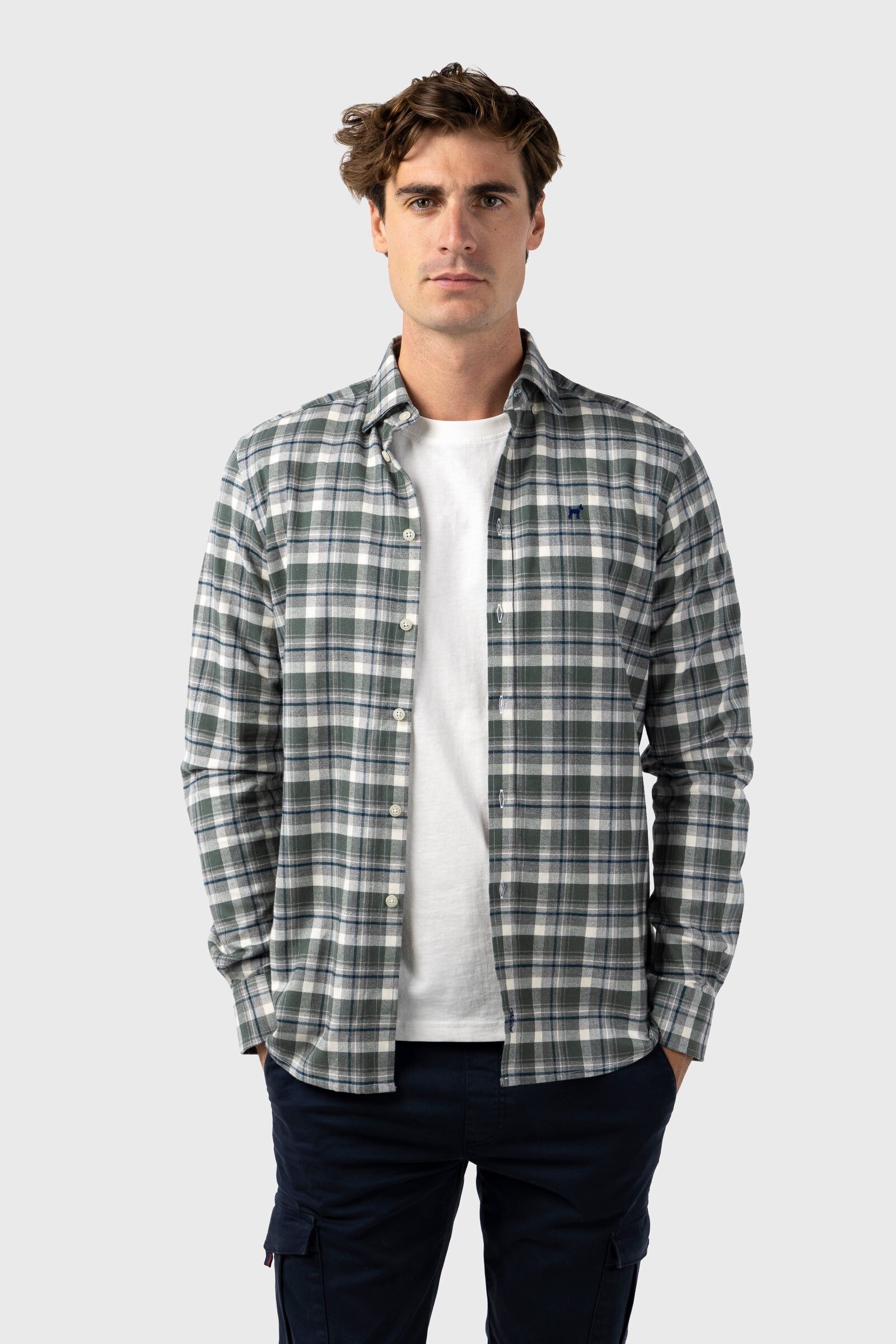 Chemise Viella crème grise coupe ajustée