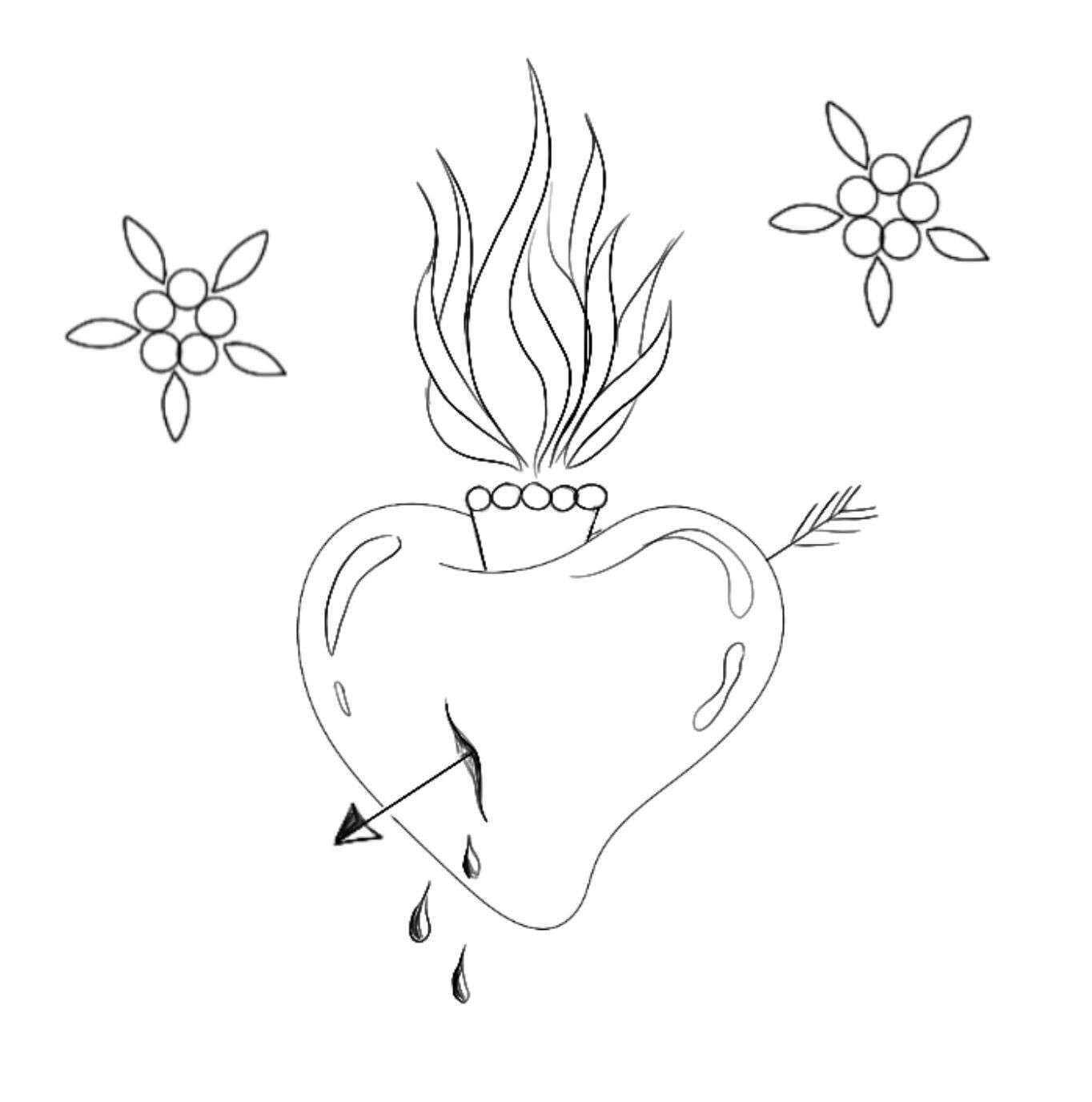 Temporary Valentine's Day Tattoo: Fiery Heart