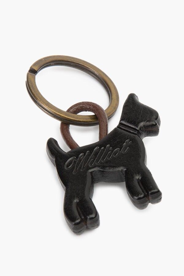 Porte-clés en cuir avec logo noir