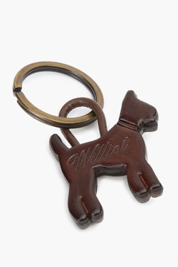 Porte-clés en cuir avec logo marron foncé