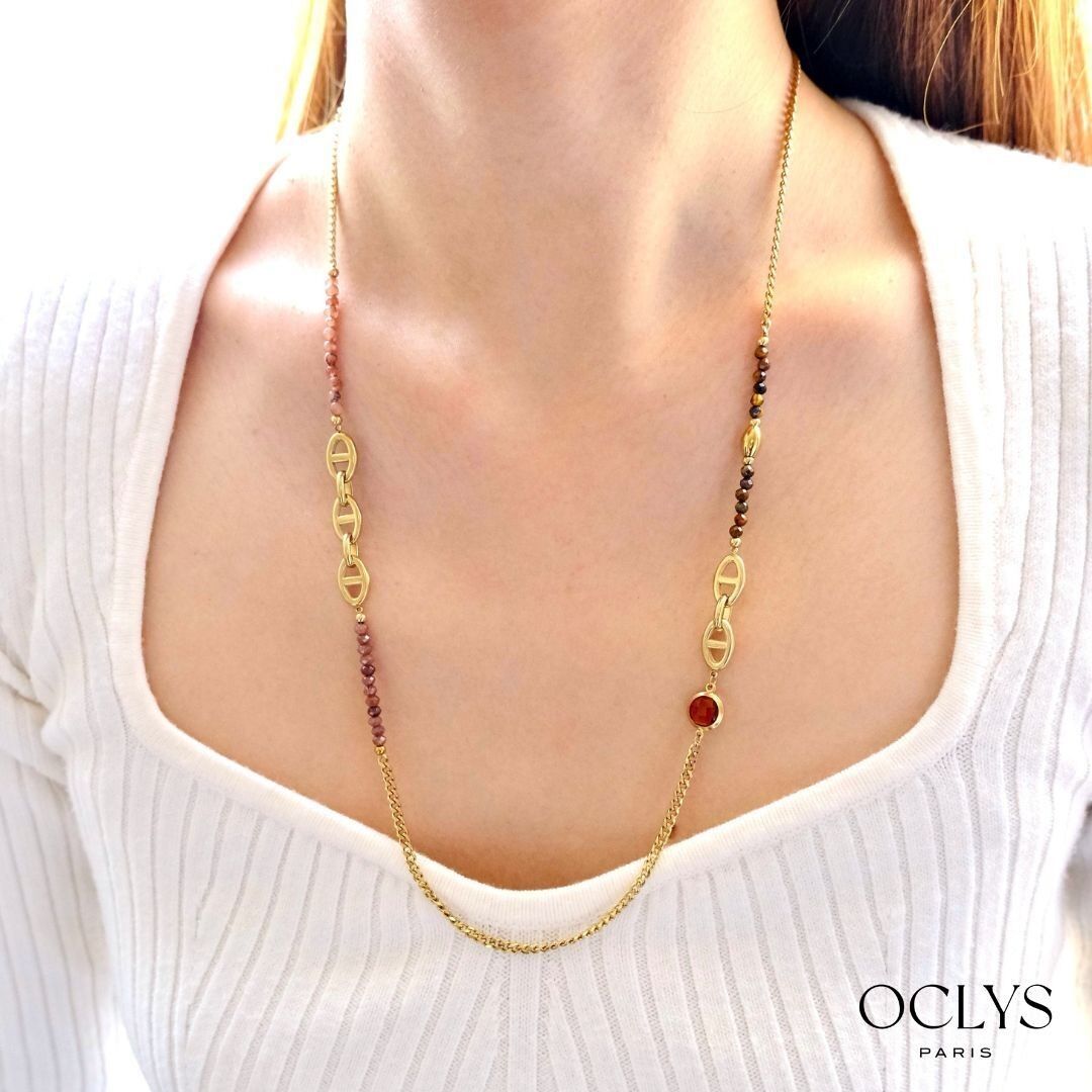 Fina mid-length necklace with natural pearls in gold-plated stainless steel