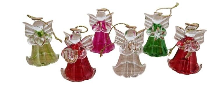 Angelo di vetro decorato in modo colorato