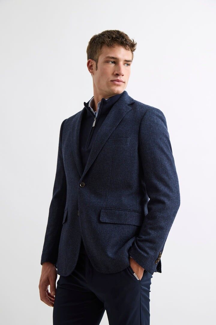 Americana Espiga Lana Marino