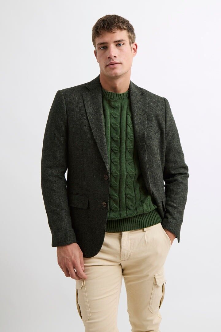 Americana Espiga Lana Verde