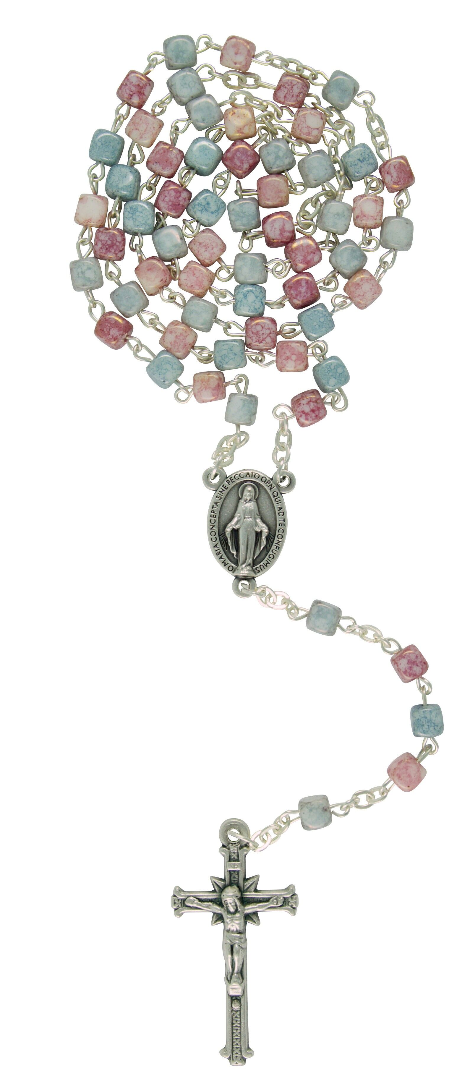 Glas-Rosenkranz Würfel bunt