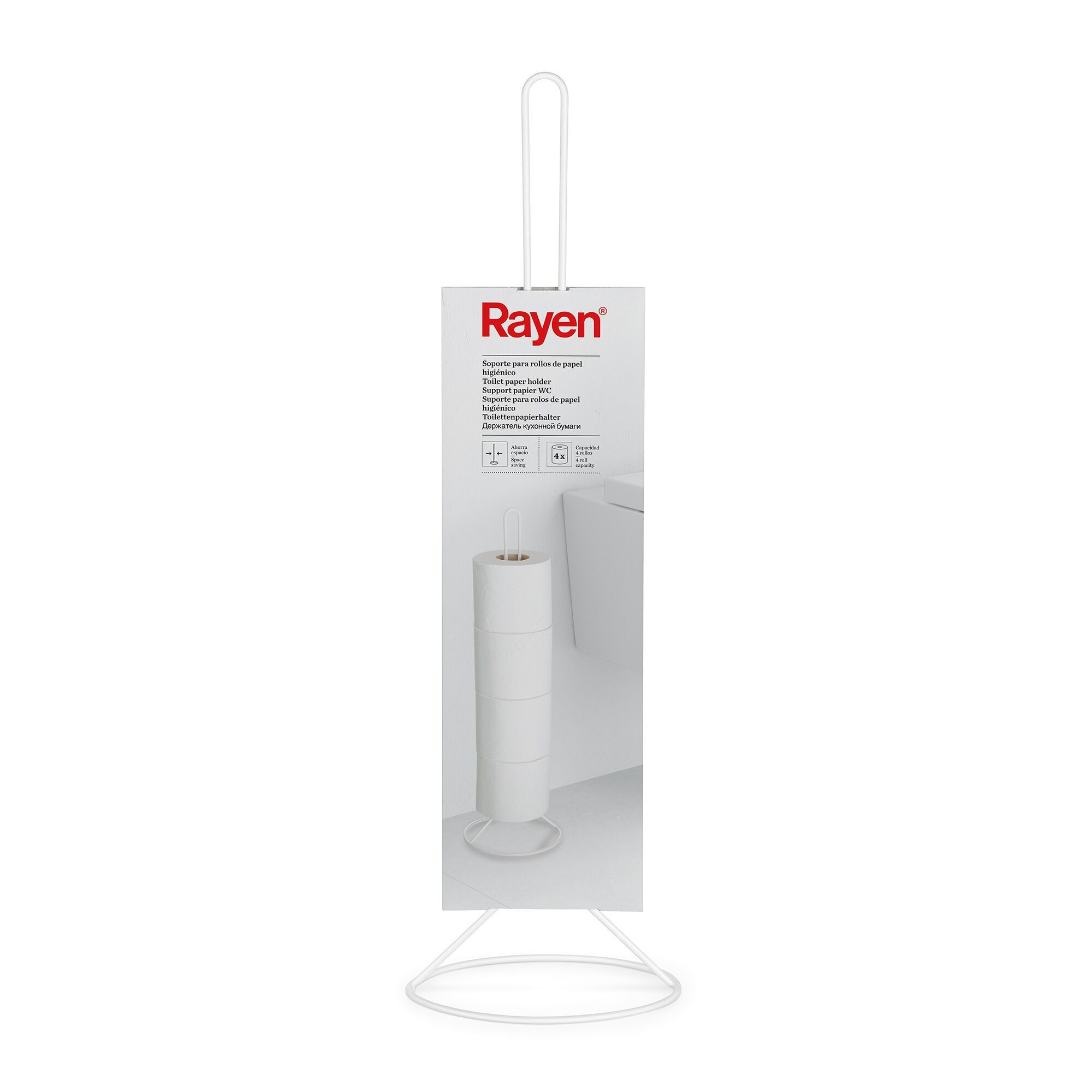 Porte-rouleau de papier toilette Rayen, blanc mat, dimensions : 50 x 15 cm