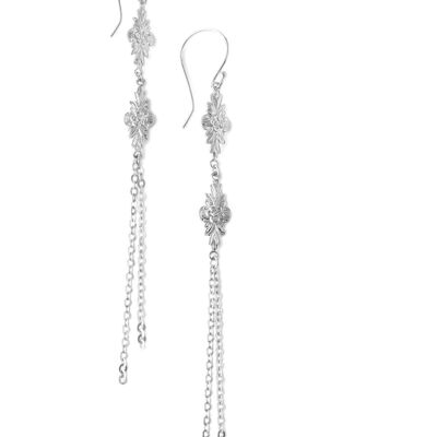 Silver dangle link earrings