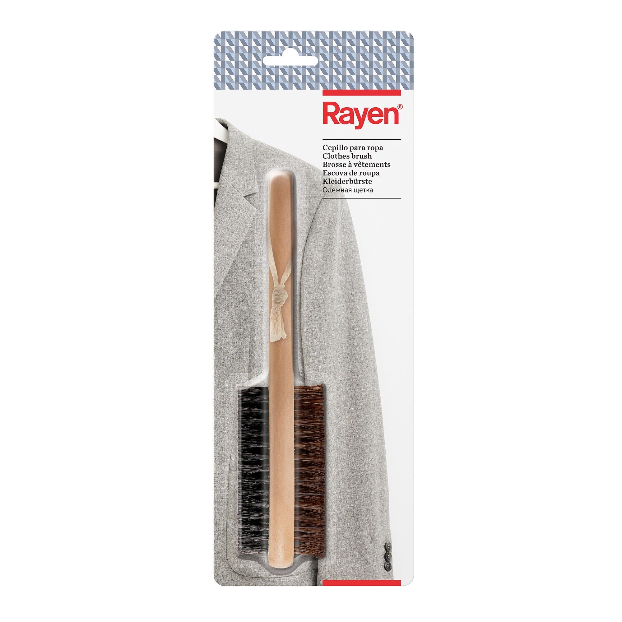 Rayen | Brosse à vêtements | Poils 100 % naturels | Brosse à poussière | Brosse à vêtements double face | Pour tous types de tissus