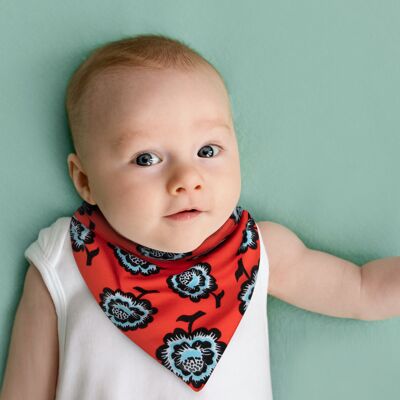 Bavoir Bandana bébé - Fleurs rouges