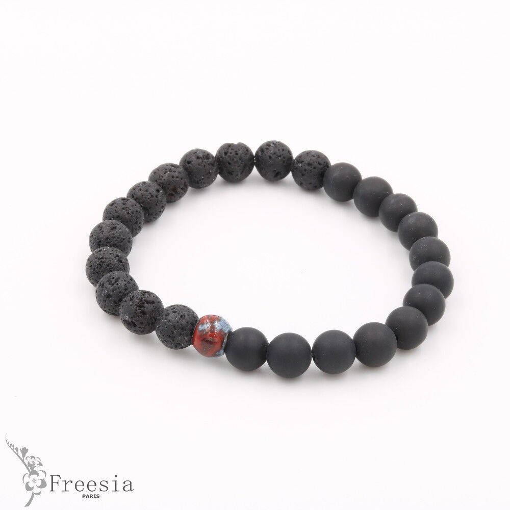Armband homme pierre volcanique - 11225