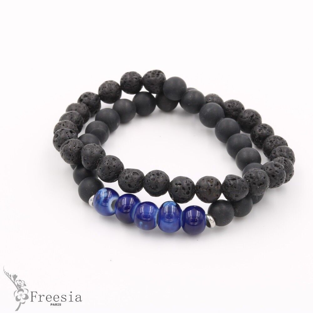 Armband homme pierre volcanique – 11227