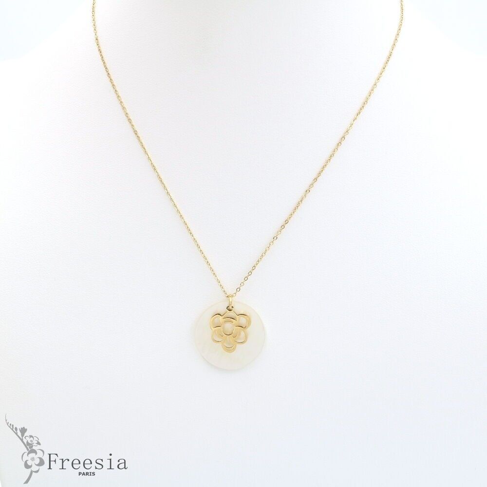 Collier acier et nacre - 12156