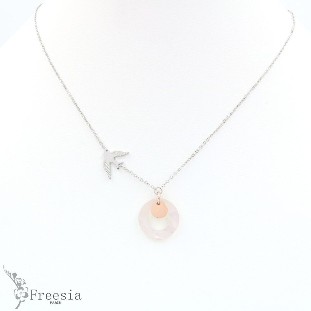 Collier acier et nacre - 11181