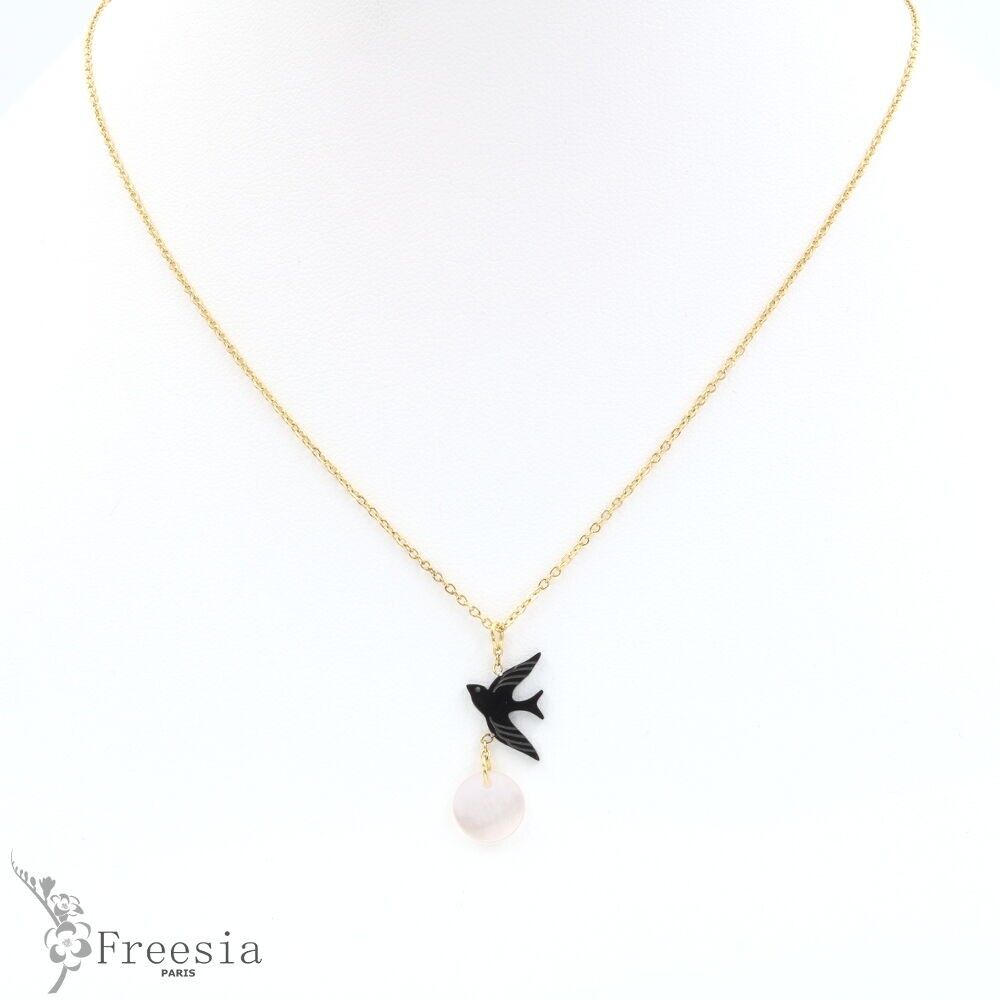 Collier acier et nacre - 11184