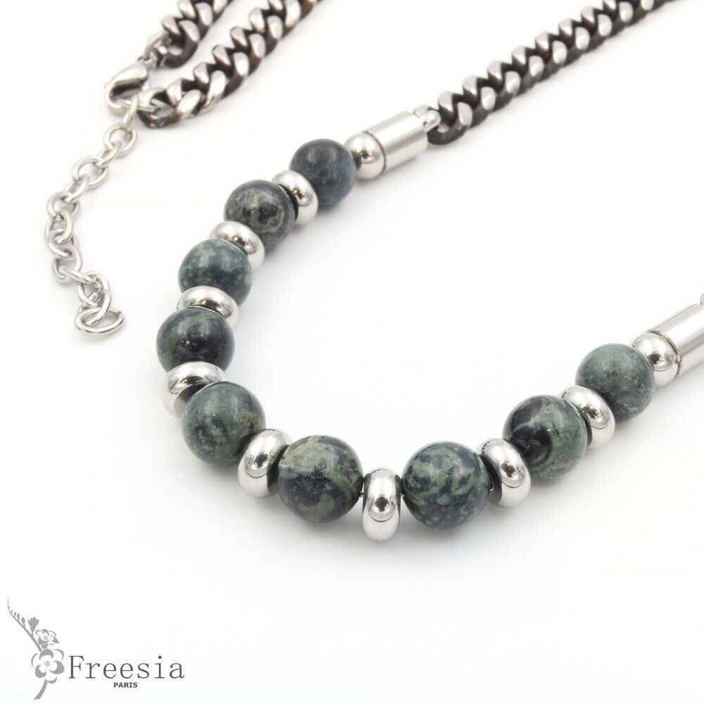 Collier homme pierre naturelle et acier – 10625