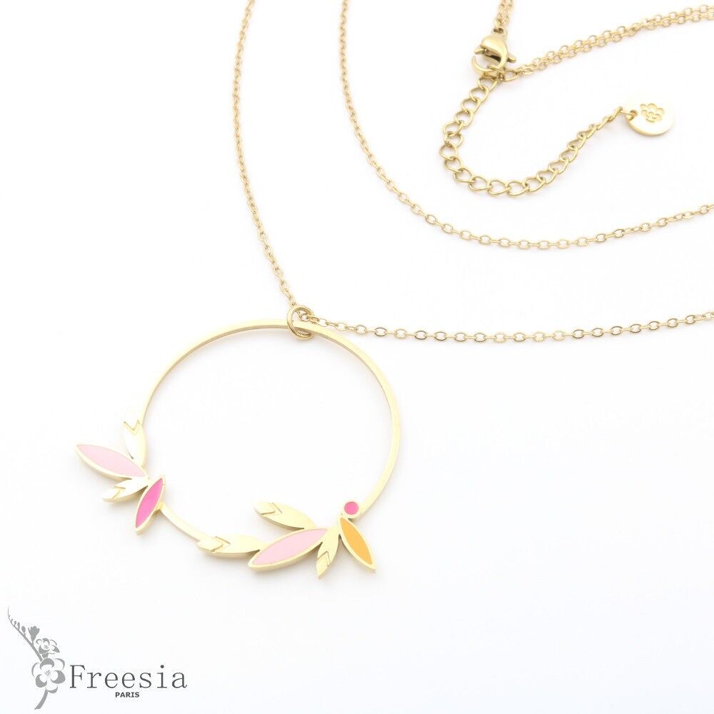 Collier doble anillo acier laqué - 13126