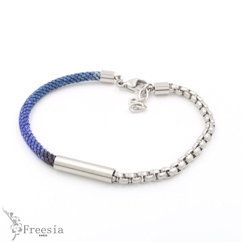 Pulsera hombre acero y cordón - 10679